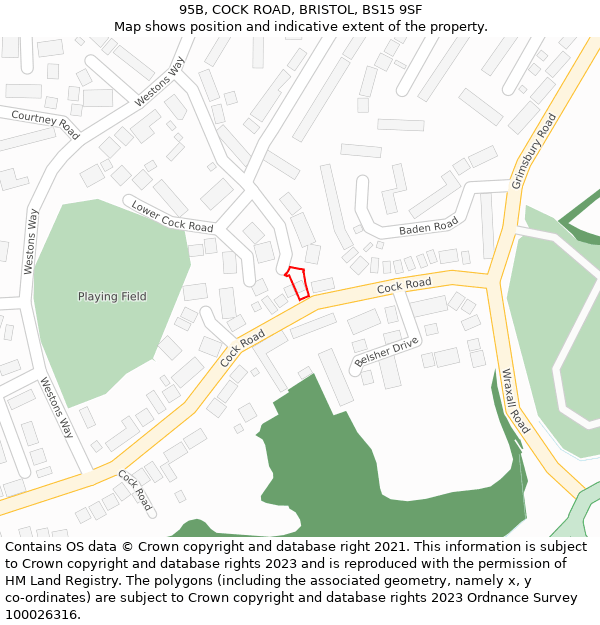 95B, COCK ROAD, BRISTOL, BS15 9SF: Location map and indicative extent of plot