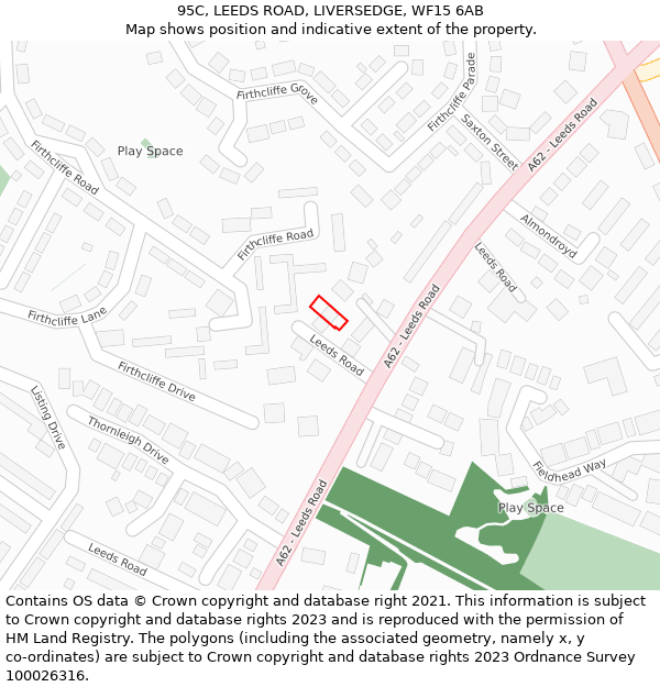 95C, LEEDS ROAD, LIVERSEDGE, WF15 6AB: Location map and indicative extent of plot