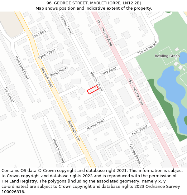 96, GEORGE STREET, MABLETHORPE, LN12 2BJ: Location map and indicative extent of plot