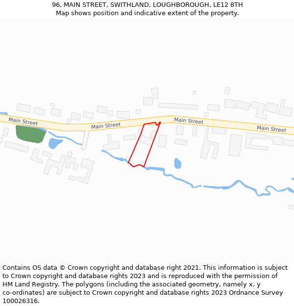 96, MAIN STREET, SWITHLAND, LOUGHBOROUGH, LE12 8TH: Location map and indicative extent of plot