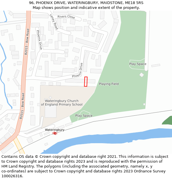 96, PHOENIX DRIVE, WATERINGBURY, MAIDSTONE, ME18 5RS: Location map and indicative extent of plot