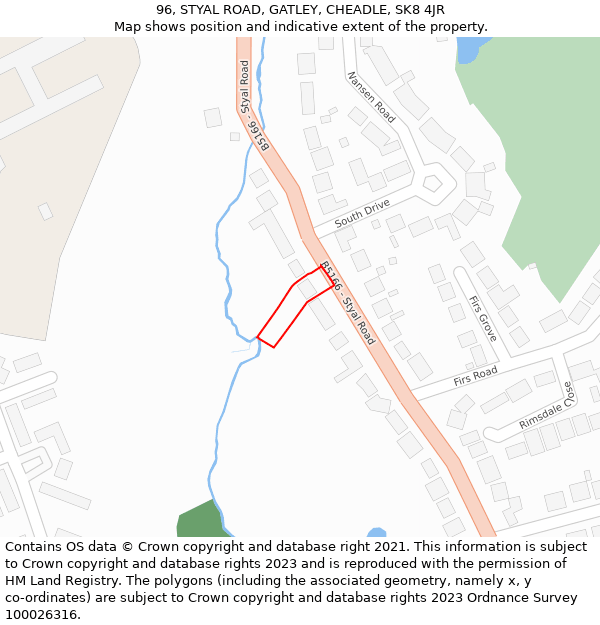 96, STYAL ROAD, GATLEY, CHEADLE, SK8 4JR: Location map and indicative extent of plot