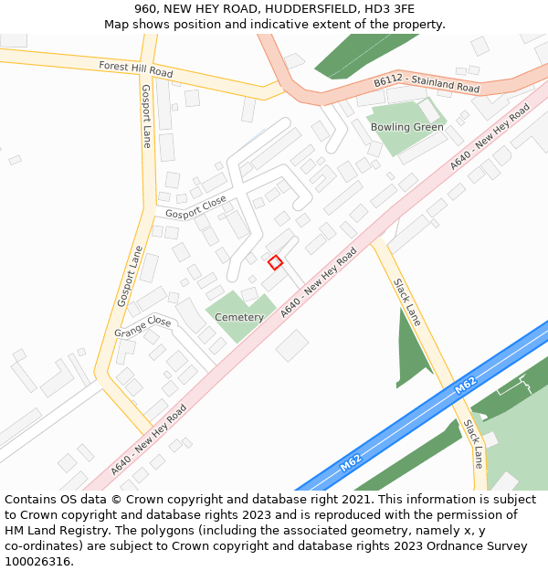 960, NEW HEY ROAD, HUDDERSFIELD, HD3 3FE: Location map and indicative extent of plot