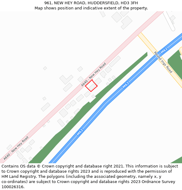 961, NEW HEY ROAD, HUDDERSFIELD, HD3 3FH: Location map and indicative extent of plot