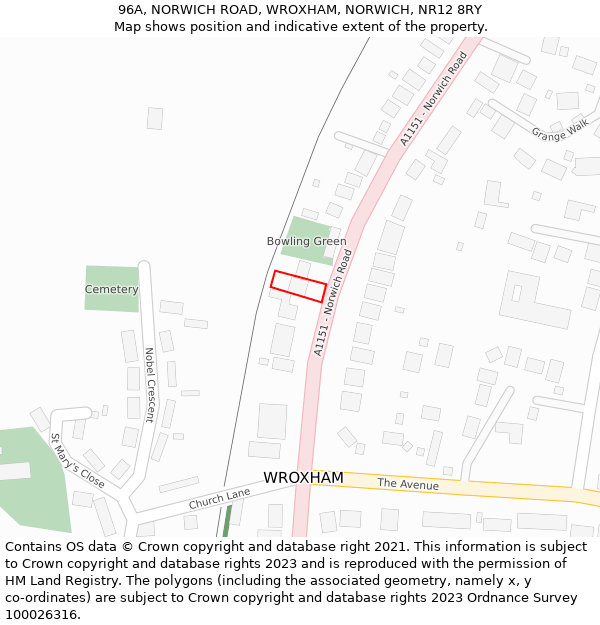 96A, NORWICH ROAD, WROXHAM, NORWICH, NR12 8RY: Location map and indicative extent of plot