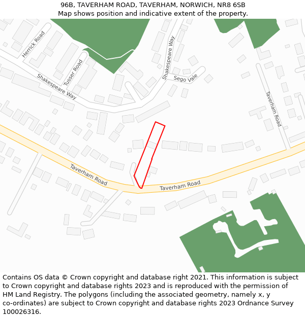 96B, TAVERHAM ROAD, TAVERHAM, NORWICH, NR8 6SB: Location map and indicative extent of plot