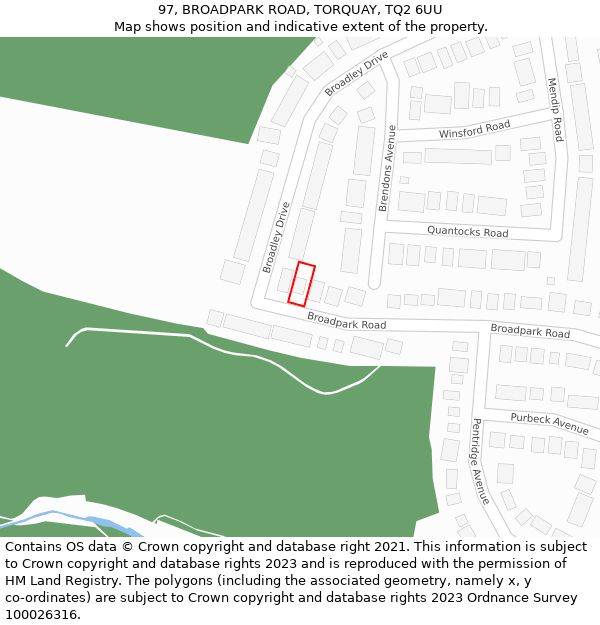 97, BROADPARK ROAD, TORQUAY, TQ2 6UU: Location map and indicative extent of plot