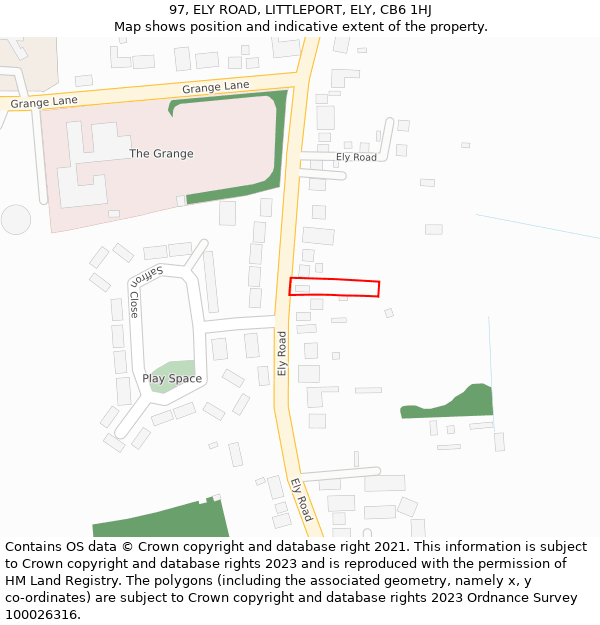 97, ELY ROAD, LITTLEPORT, ELY, CB6 1HJ: Location map and indicative extent of plot