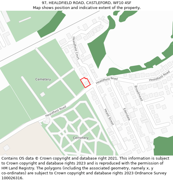 97, HEALDFIELD ROAD, CASTLEFORD, WF10 4SF: Location map and indicative extent of plot