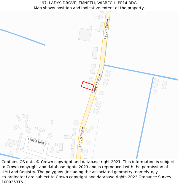 97, LADYS DROVE, EMNETH, WISBECH, PE14 8DG: Location map and indicative extent of plot