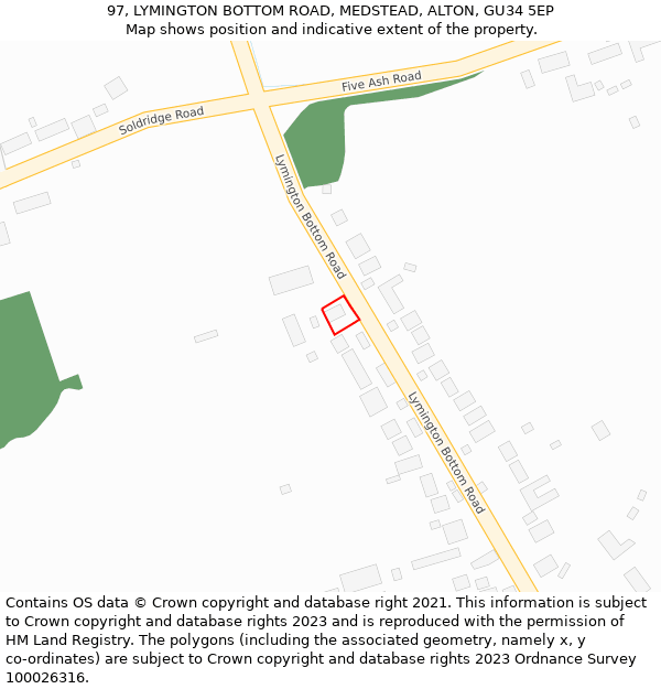 97, LYMINGTON BOTTOM ROAD, MEDSTEAD, ALTON, GU34 5EP: Location map and indicative extent of plot