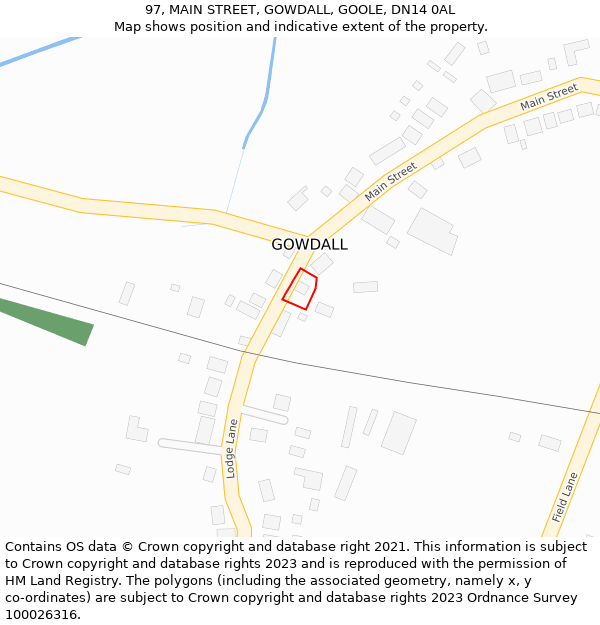 97, MAIN STREET, GOWDALL, GOOLE, DN14 0AL: Location map and indicative extent of plot