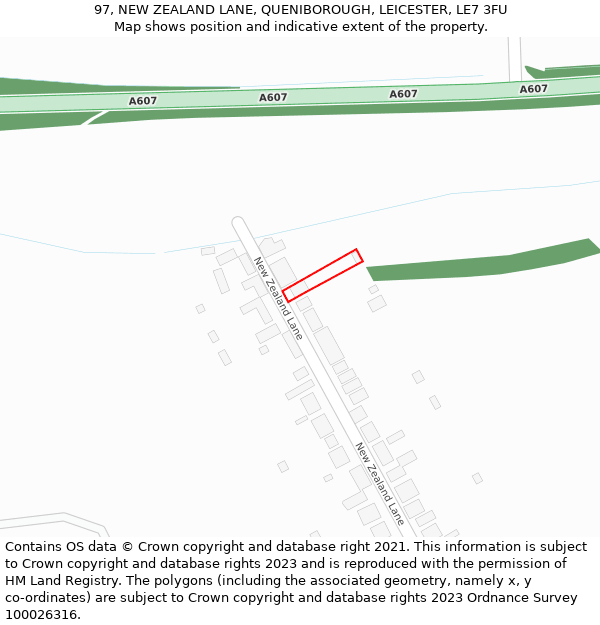 97, NEW ZEALAND LANE, QUENIBOROUGH, LEICESTER, LE7 3FU: Location map and indicative extent of plot