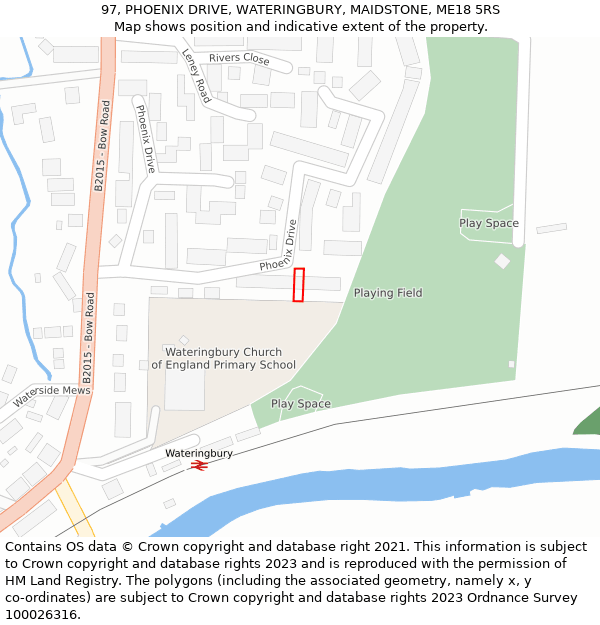 97, PHOENIX DRIVE, WATERINGBURY, MAIDSTONE, ME18 5RS: Location map and indicative extent of plot