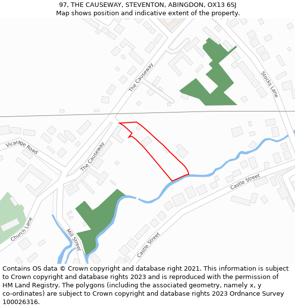 97, THE CAUSEWAY, STEVENTON, ABINGDON, OX13 6SJ: Location map and indicative extent of plot