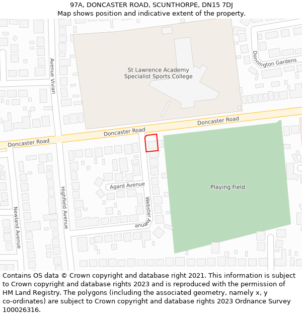 97A, DONCASTER ROAD, SCUNTHORPE, DN15 7DJ: Location map and indicative extent of plot