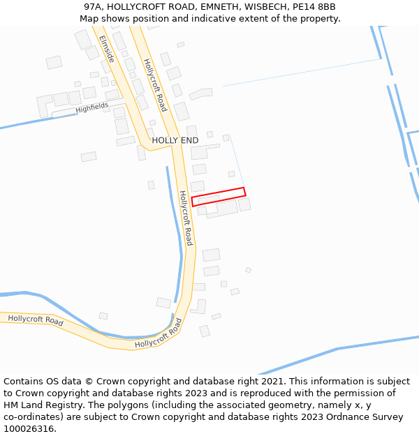 97A, HOLLYCROFT ROAD, EMNETH, WISBECH, PE14 8BB: Location map and indicative extent of plot