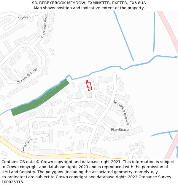 98, BERRYBROOK MEADOW, EXMINSTER, EXETER, EX6 8UA: Location map and indicative extent of plot