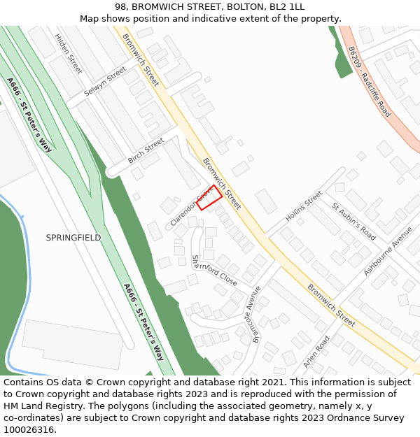 98, BROMWICH STREET, BOLTON, BL2 1LL: Location map and indicative extent of plot