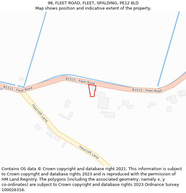 98, FLEET ROAD, FLEET, SPALDING, PE12 8LD: Location map and indicative extent of plot