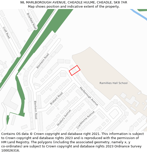 98, MARLBOROUGH AVENUE, CHEADLE HULME, CHEADLE, SK8 7AR: Location map and indicative extent of plot