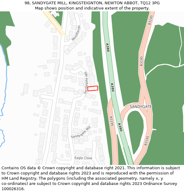 98, SANDYGATE MILL, KINGSTEIGNTON, NEWTON ABBOT, TQ12 3PG: Location map and indicative extent of plot