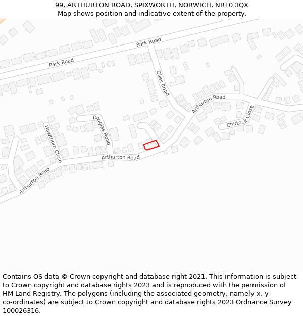 99, ARTHURTON ROAD, SPIXWORTH, NORWICH, NR10 3QX: Location map and indicative extent of plot