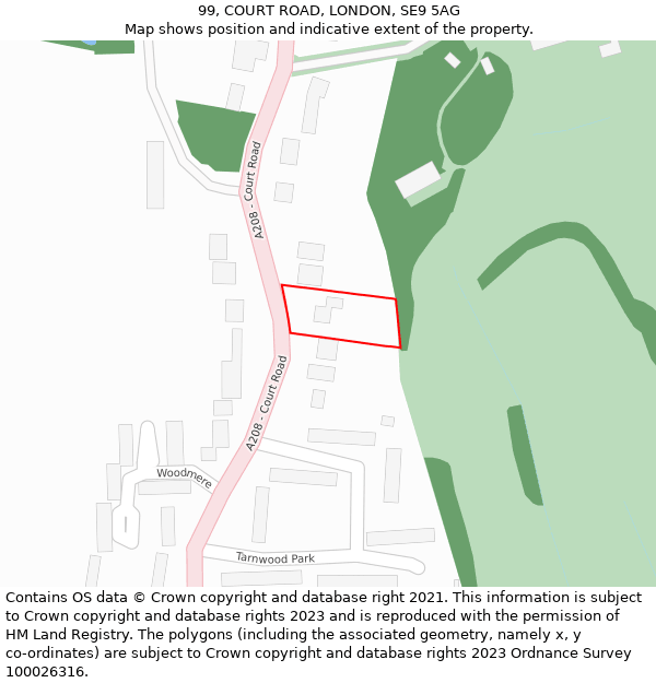 99, COURT ROAD, LONDON, SE9 5AG: Location map and indicative extent of plot