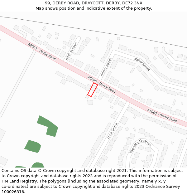 99, DERBY ROAD, DRAYCOTT, DERBY, DE72 3NX: Location map and indicative extent of plot