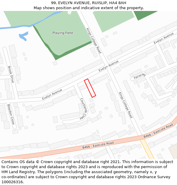 99, EVELYN AVENUE, RUISLIP, HA4 8AH: Location map and indicative extent of plot