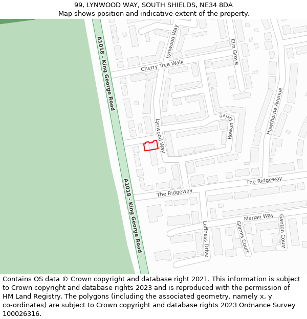 99, LYNWOOD WAY, SOUTH SHIELDS, NE34 8DA: Location map and indicative extent of plot