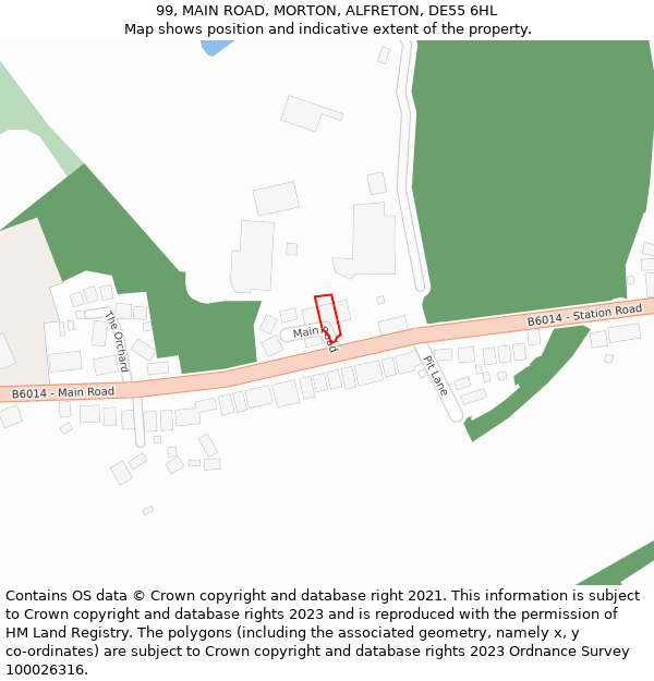 99, MAIN ROAD, MORTON, ALFRETON, DE55 6HL: Location map and indicative extent of plot