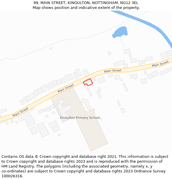 99, MAIN STREET, KINOULTON, NOTTINGHAM, NG12 3EL: Location map and indicative extent of plot