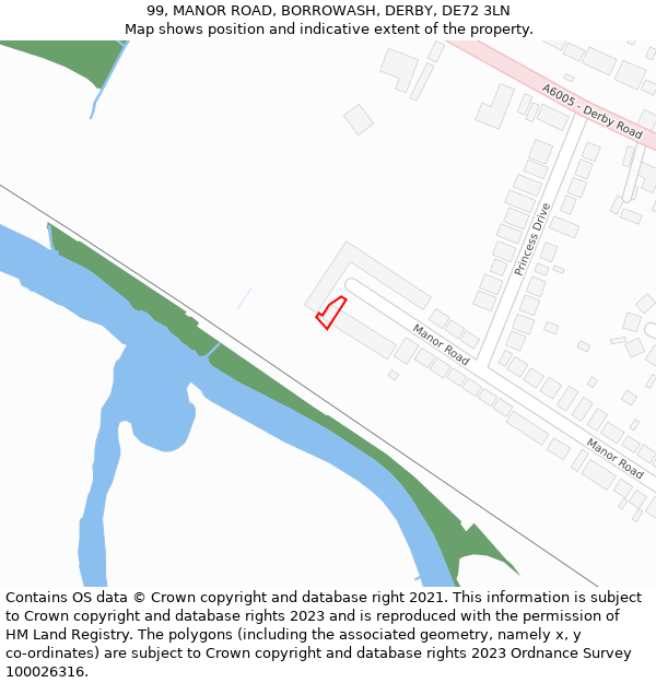 99, MANOR ROAD, BORROWASH, DERBY, DE72 3LN: Location map and indicative extent of plot