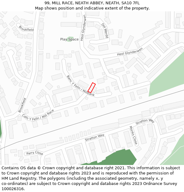 99, MILL RACE, NEATH ABBEY, NEATH, SA10 7FL: Location map and indicative extent of plot