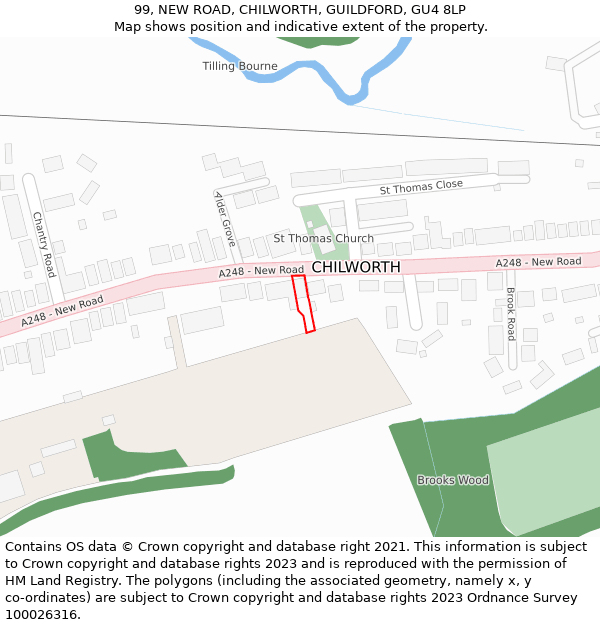 99, NEW ROAD, CHILWORTH, GUILDFORD, GU4 8LP: Location map and indicative extent of plot