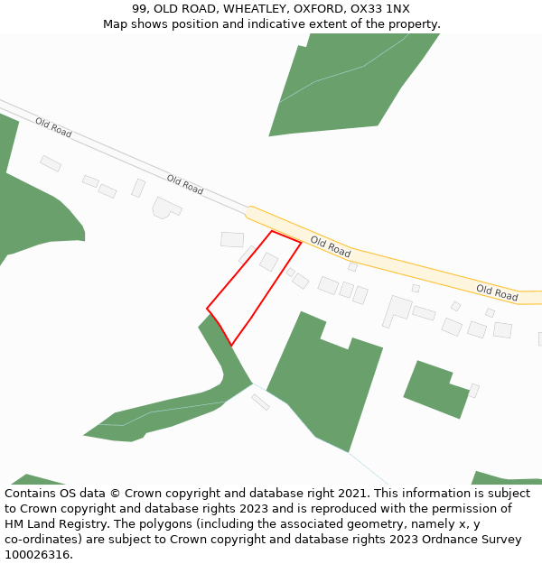 99, OLD ROAD, WHEATLEY, OXFORD, OX33 1NX: Location map and indicative extent of plot