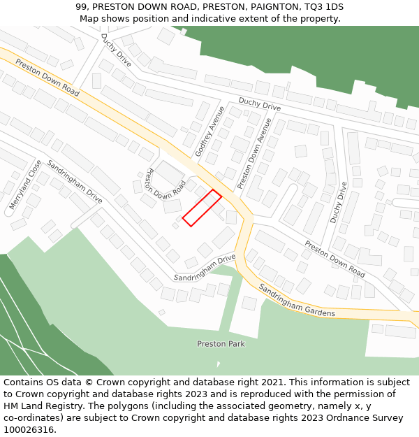 99, PRESTON DOWN ROAD, PRESTON, PAIGNTON, TQ3 1DS: Location map and indicative extent of plot