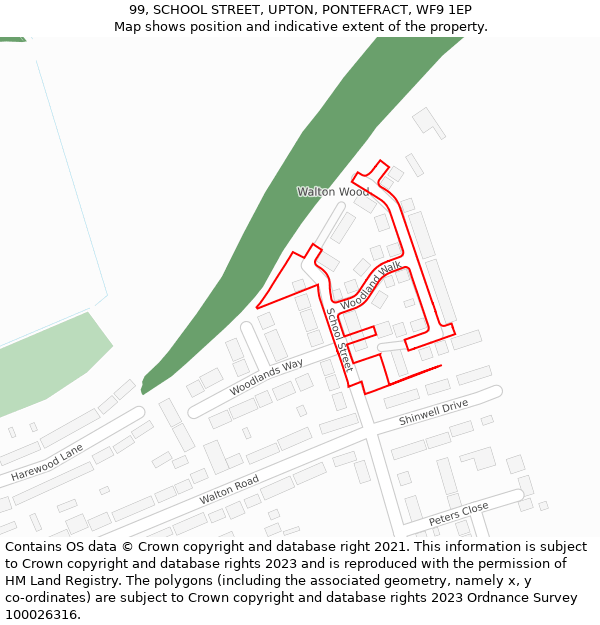 99, SCHOOL STREET, UPTON, PONTEFRACT, WF9 1EP: Location map and indicative extent of plot