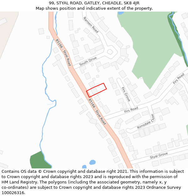 99, STYAL ROAD, GATLEY, CHEADLE, SK8 4JR: Location map and indicative extent of plot