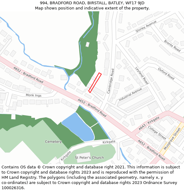 994, BRADFORD ROAD, BIRSTALL, BATLEY, WF17 9JD: Location map and indicative extent of plot