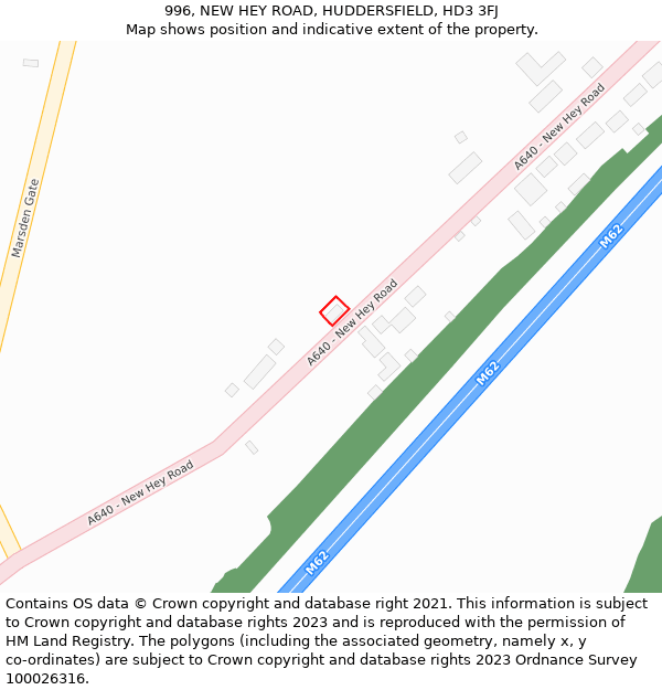 996, NEW HEY ROAD, HUDDERSFIELD, HD3 3FJ: Location map and indicative extent of plot