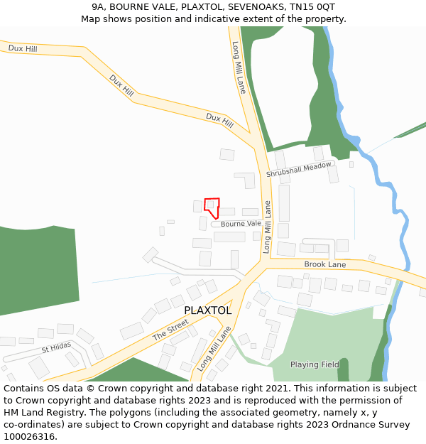 9A, BOURNE VALE, PLAXTOL, SEVENOAKS, TN15 0QT: Location map and indicative extent of plot