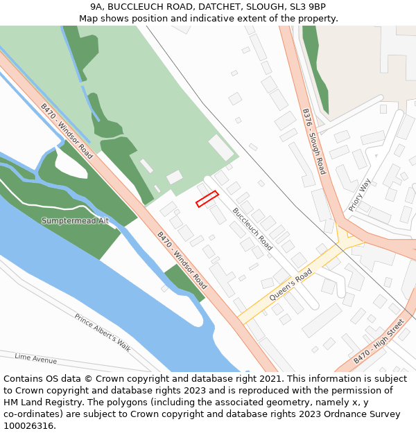 9A, BUCCLEUCH ROAD, DATCHET, SLOUGH, SL3 9BP: Location map and indicative extent of plot