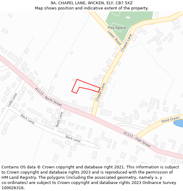 9A, CHAPEL LANE, WICKEN, ELY, CB7 5XZ: Location map and indicative extent of plot