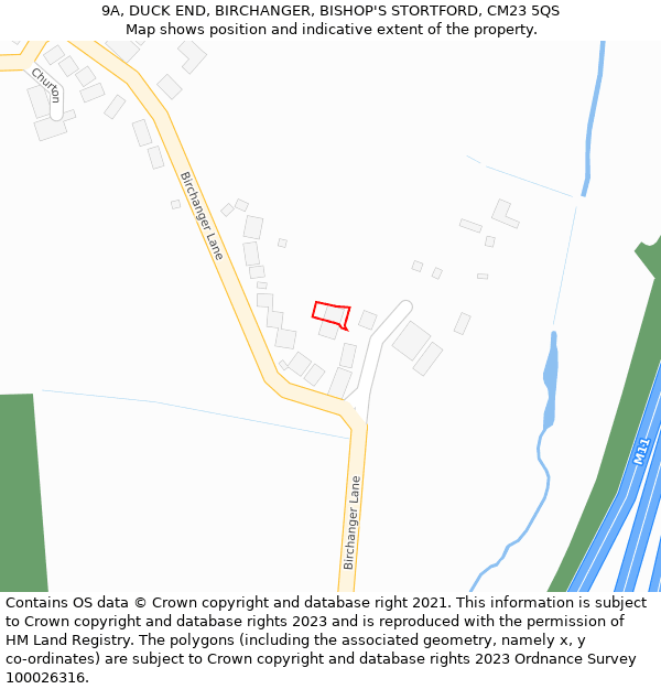 9A, DUCK END, BIRCHANGER, BISHOP'S STORTFORD, CM23 5QS: Location map and indicative extent of plot