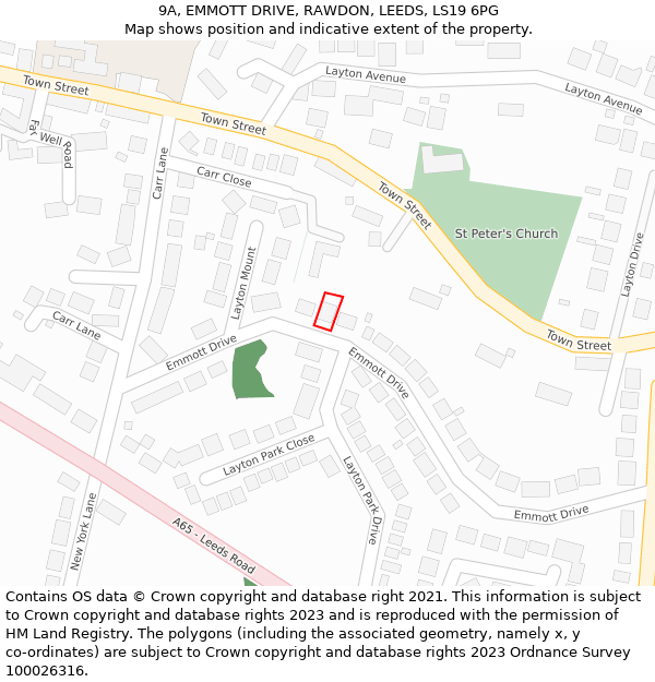 9A, EMMOTT DRIVE, RAWDON, LEEDS, LS19 6PG: Location map and indicative extent of plot