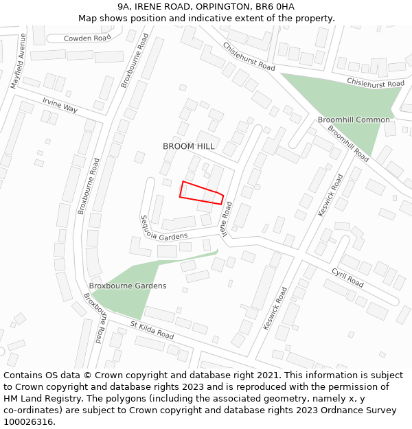9A, IRENE ROAD, ORPINGTON, BR6 0HA: Location map and indicative extent of plot