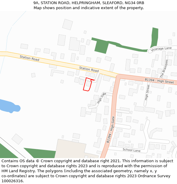 9A, STATION ROAD, HELPRINGHAM, SLEAFORD, NG34 0RB: Location map and indicative extent of plot