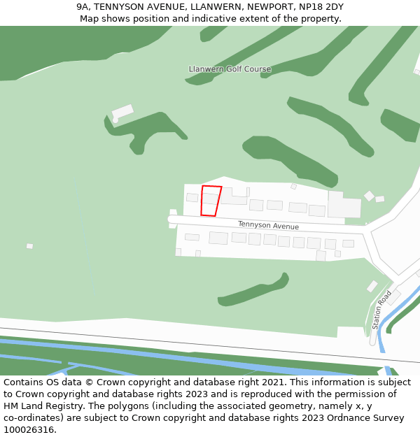 9A, TENNYSON AVENUE, LLANWERN, NEWPORT, NP18 2DY: Location map and indicative extent of plot